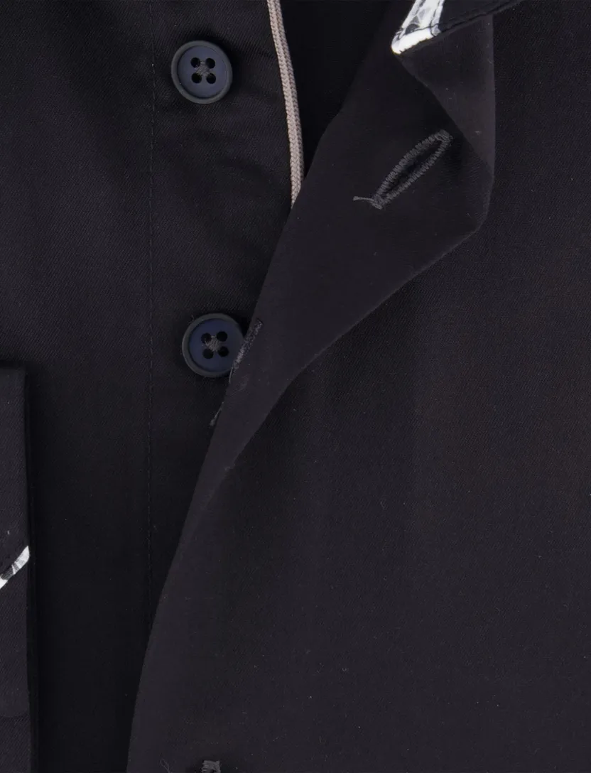 R2 Amsterdam overhemd zwart effen katoen wide collar