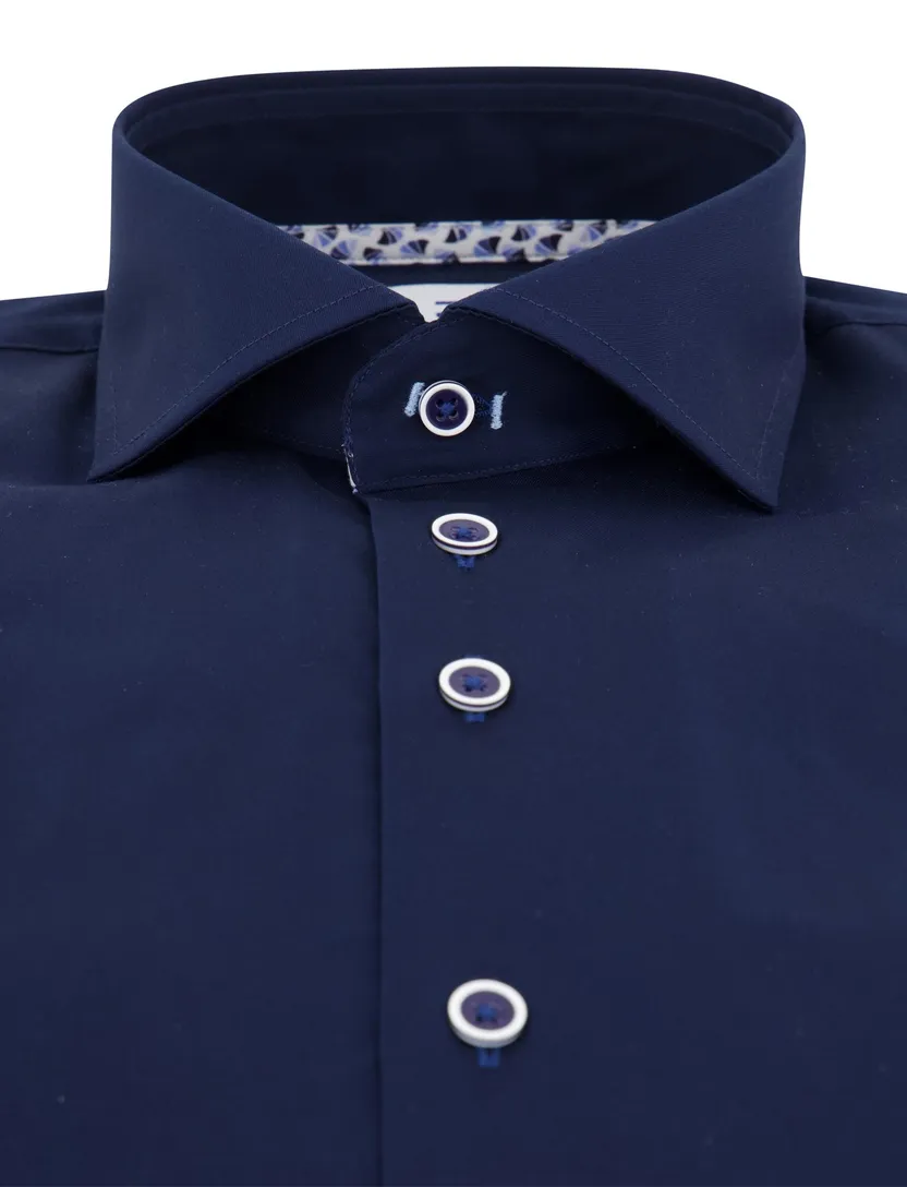 R2 overhemd navy ml7 effen wide collar