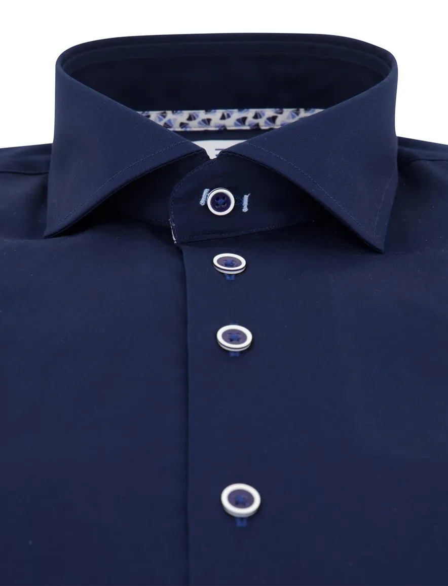 R2 overhemd navy ml7 effen
