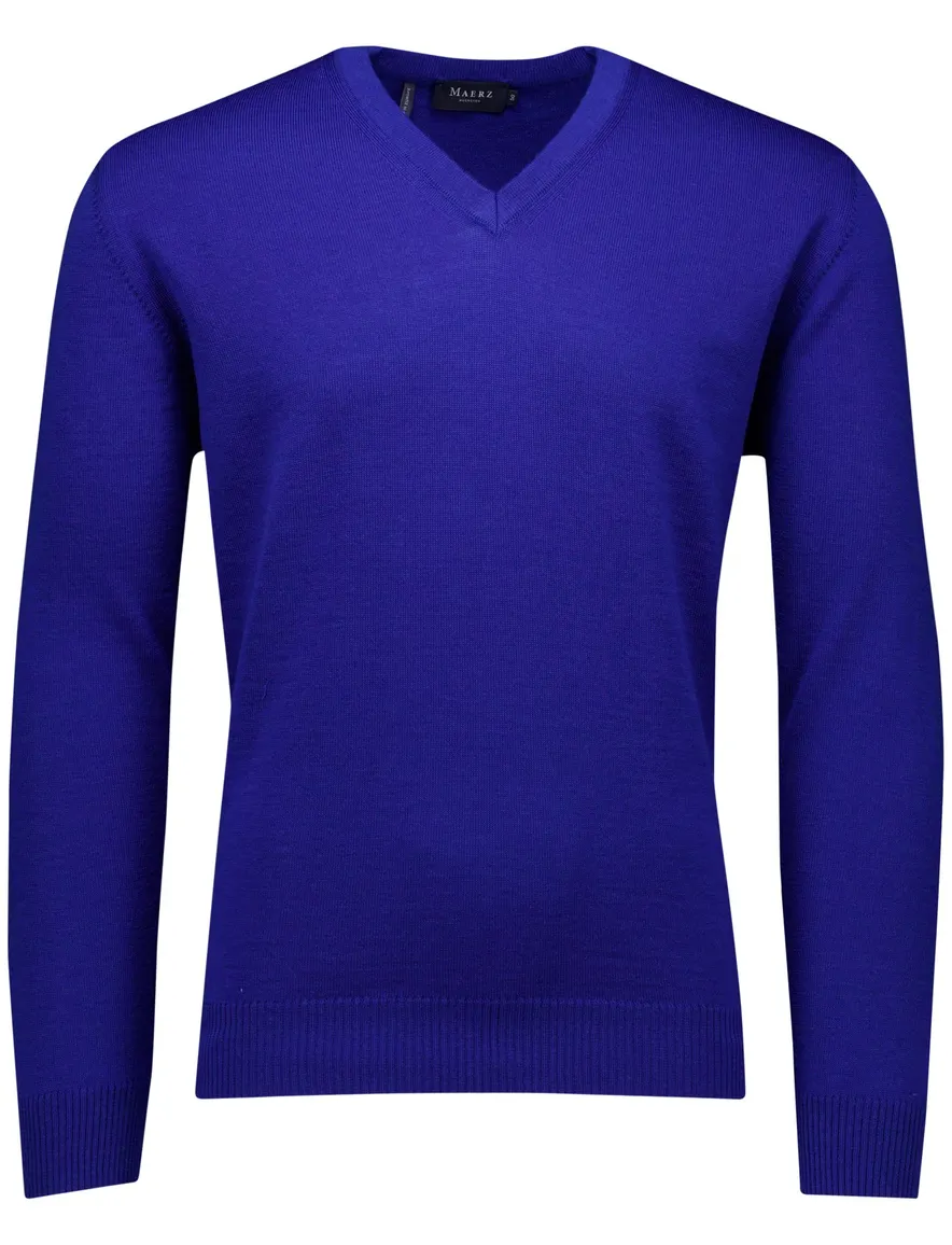 Maerz trui blauw v-hals