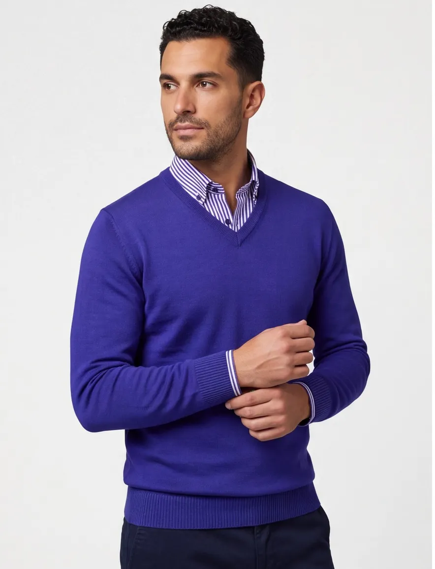 Maerz trui blauw v-hals