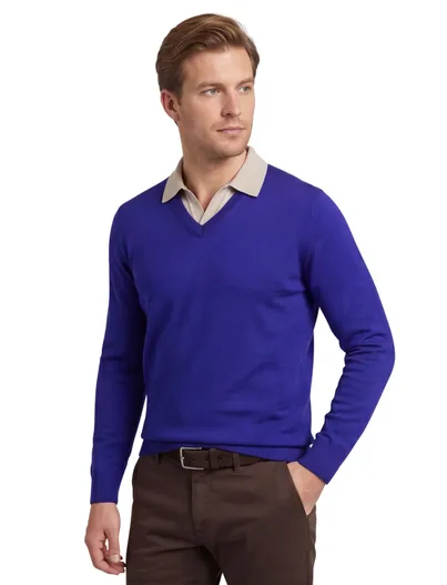 Maerz Maerz trui blauw v-hals