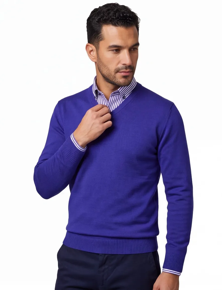 Maerz trui blauw v-hals