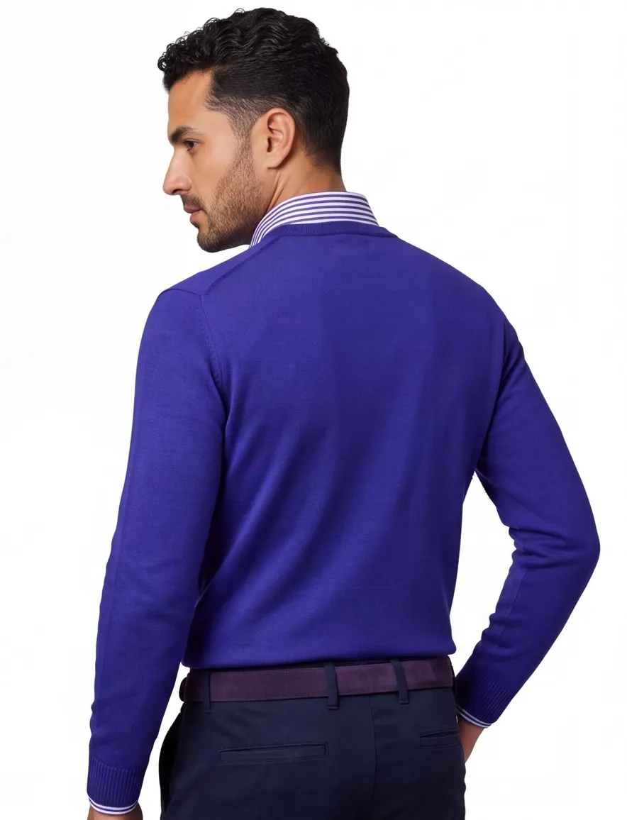 Maerz trui blauw v-hals