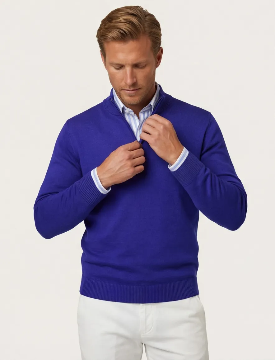 Maerz trui blauw half zip