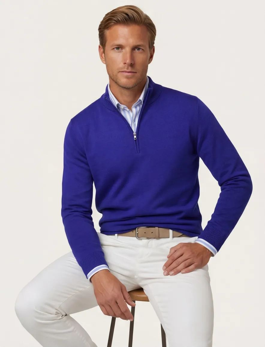 Maerz trui blauw half zip