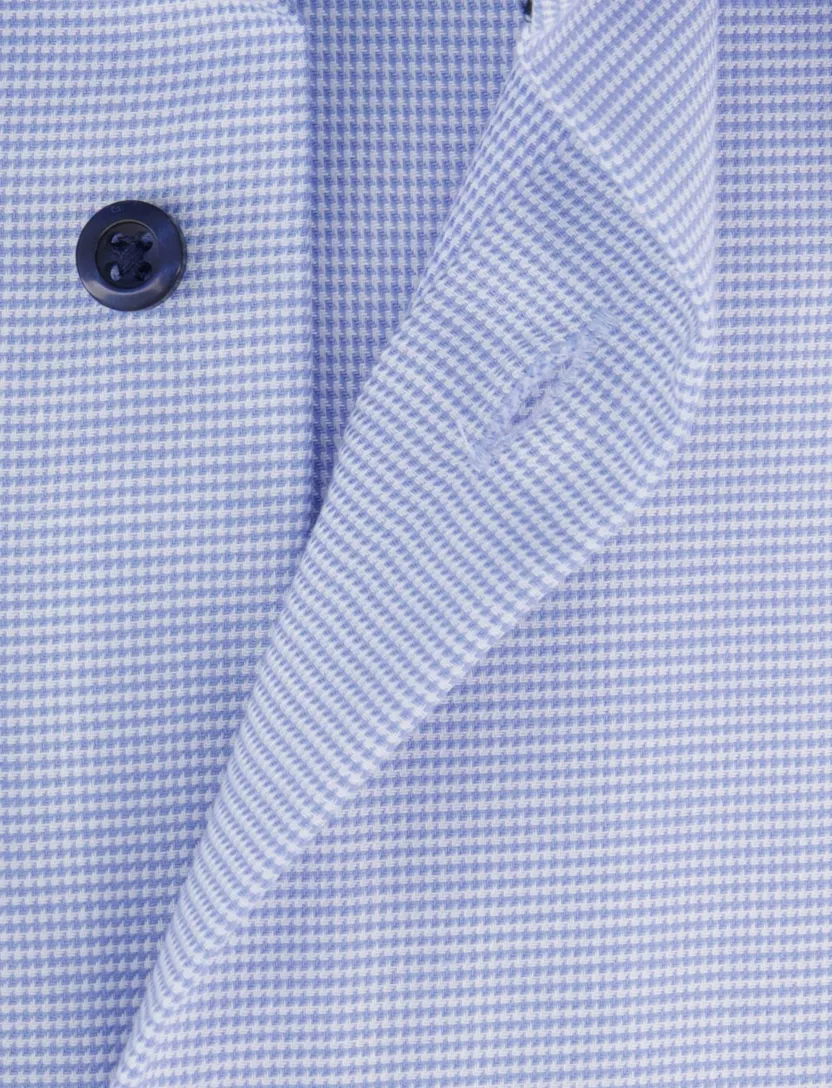 Eterna overhemd blauw lange mouw gemêleerd strijkvrij