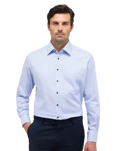 Eterna Eterna overhemd blauw lange mouw modern fit