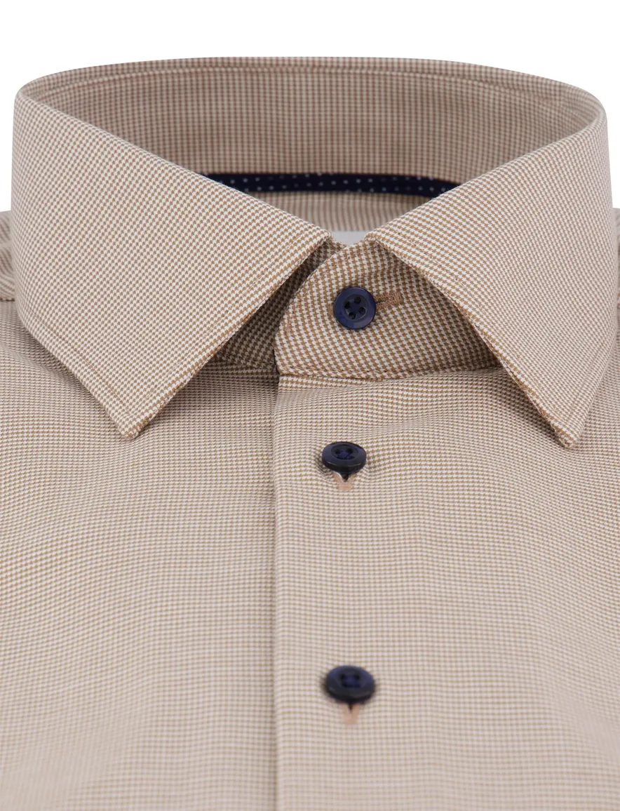 Eterna overhemd beige lange mouw modern fit