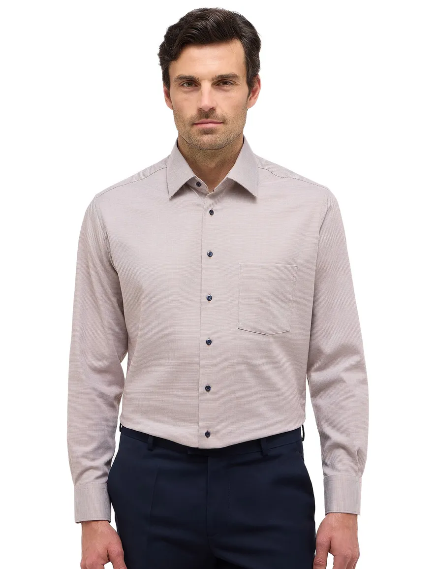 Eterna overhemd beige lange mouw modern fit