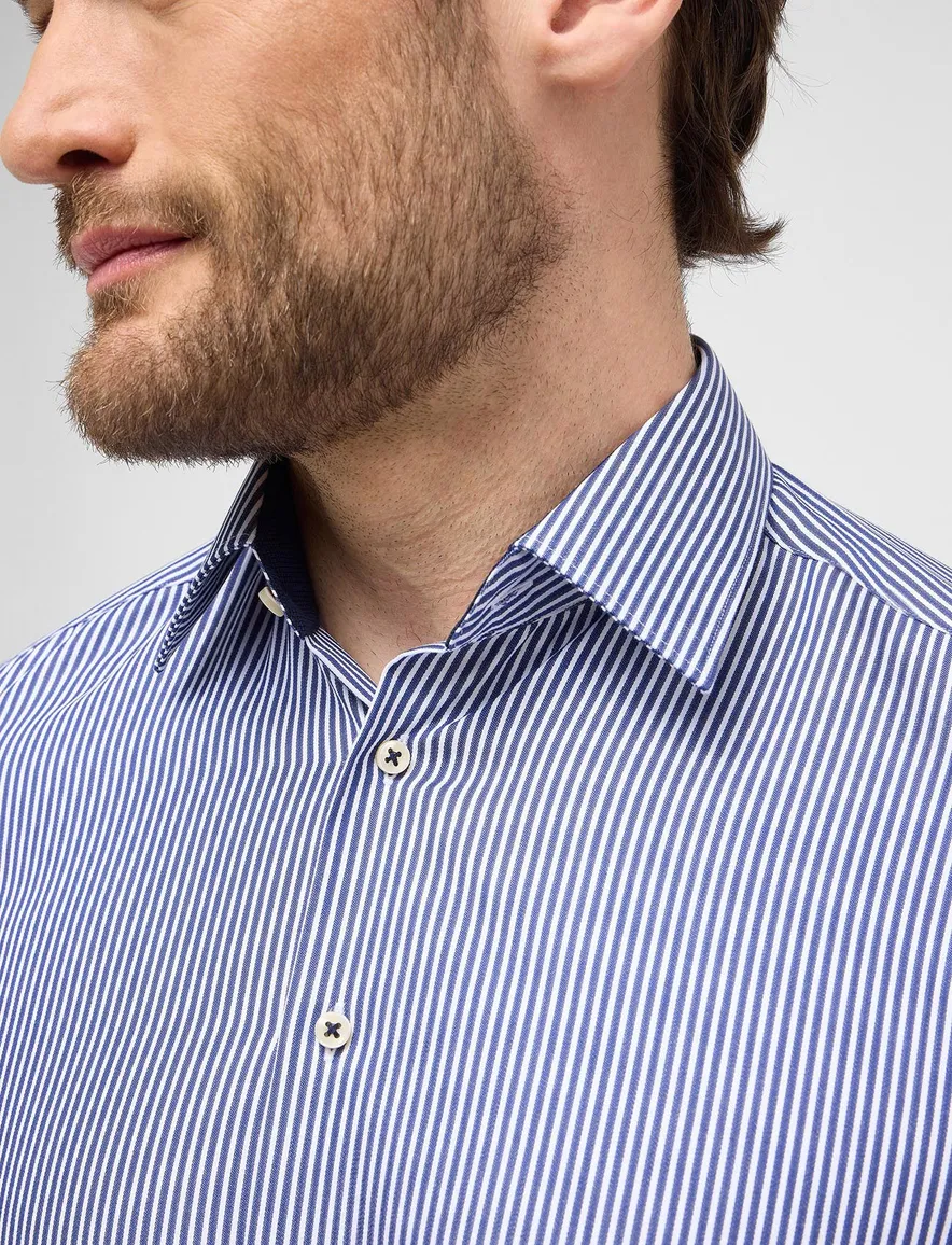 Eterna overhemd gestreept blauw wijde fit