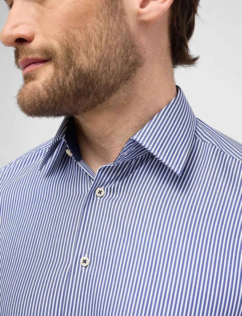 katoenen Eterna overhemd blauw gestreept normale fit