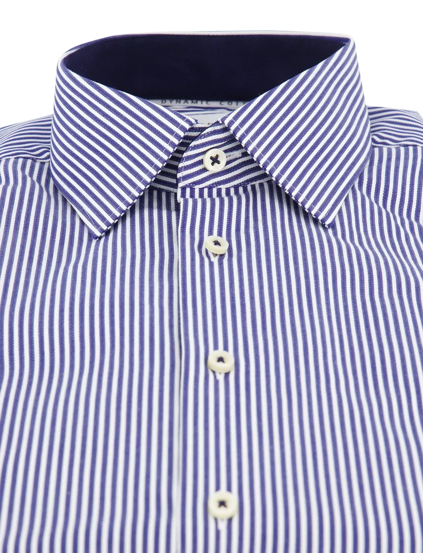 katoenen Eterna overhemd blauw gestreept normale fit