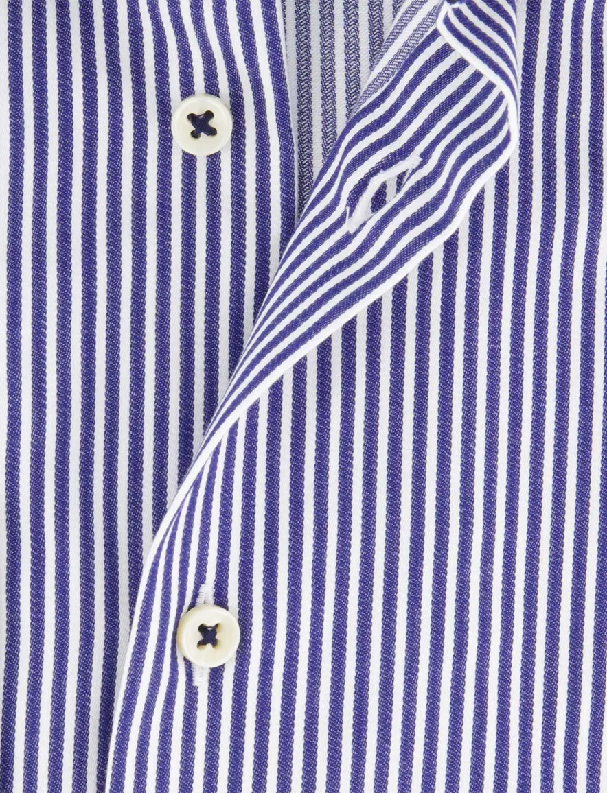 Eterna overhemd gestreept blauw wijde fit