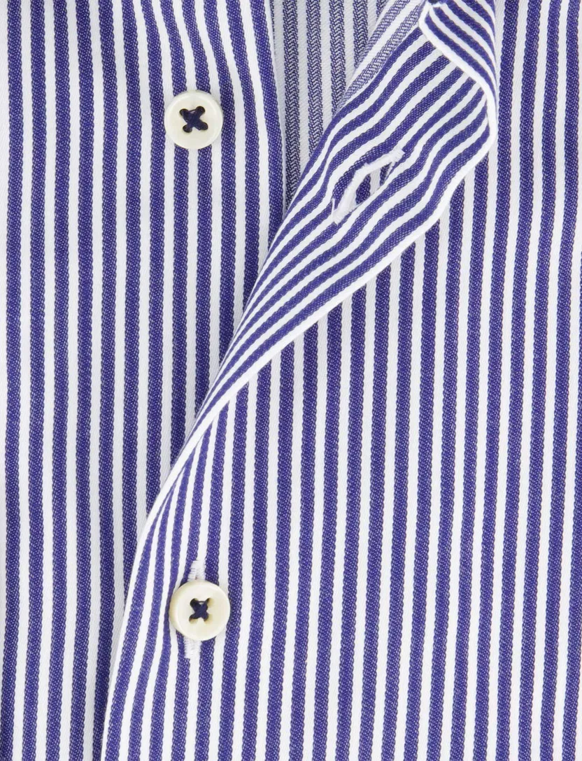 katoenen Eterna overhemd blauw gestreept normale fit