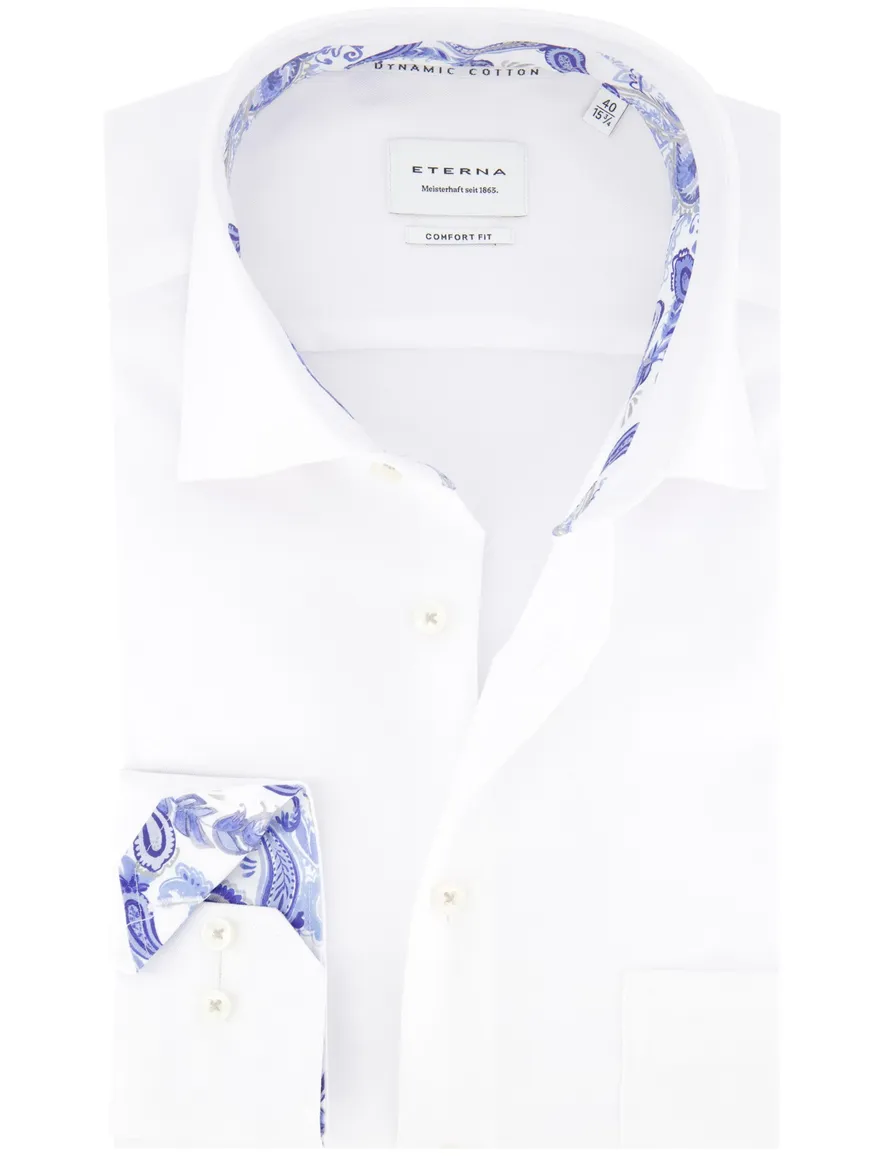Eterna overhemd wit comfort fit lange mouw effen