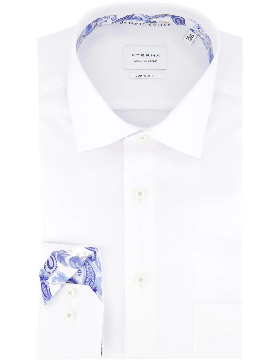 Eterna overhemd wit comfort fit lange mouw effen