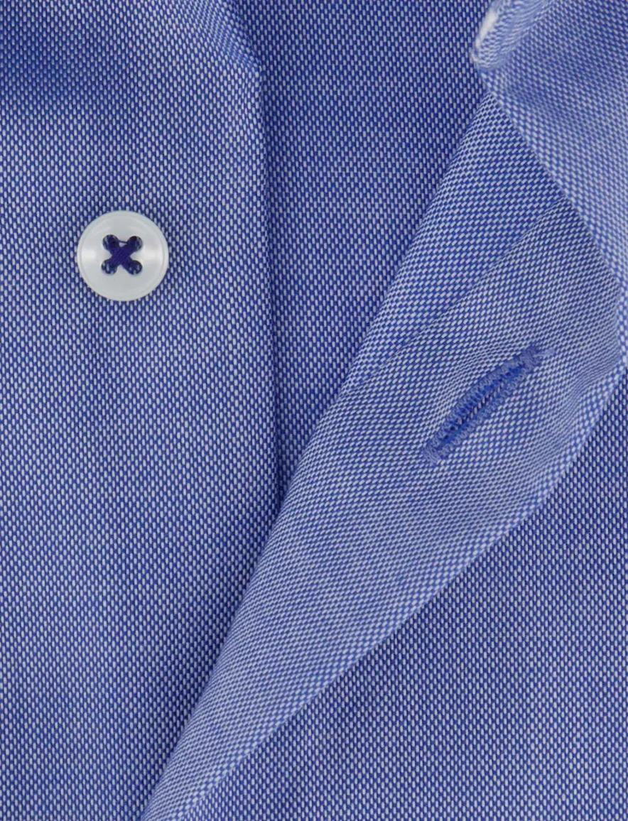 Eterna overhemd blauw comfort fit effen borstzak