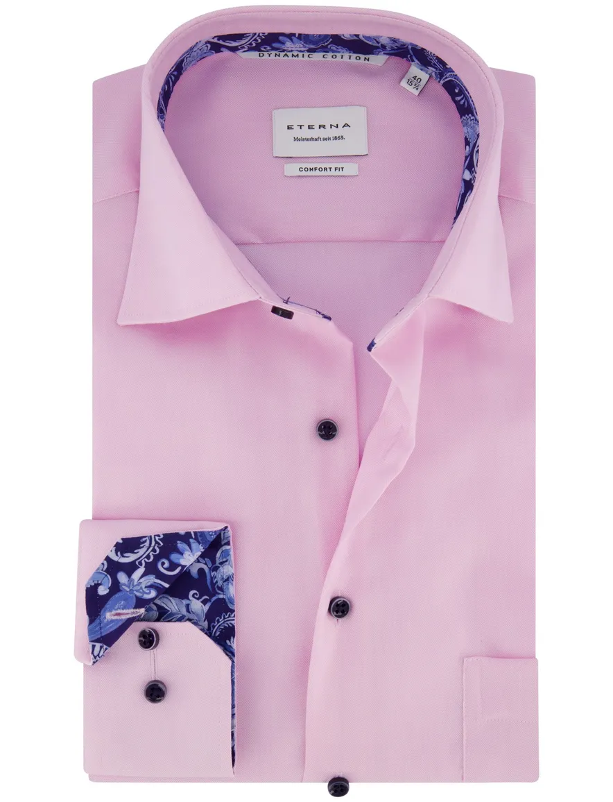 Eterna comfort fit overhemd roze met borstzak