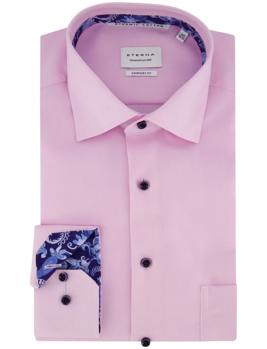 Eterna comfort fit overhemd roze met borstzak