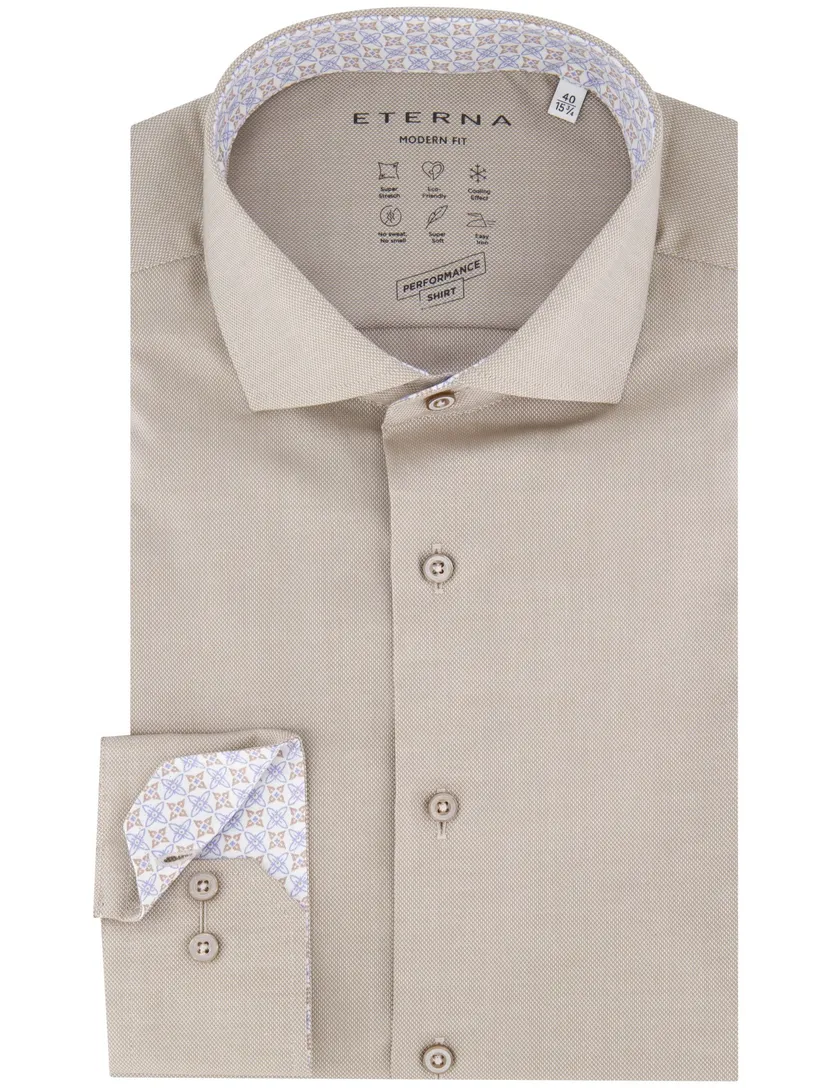 Eterna Performance overhemd beige