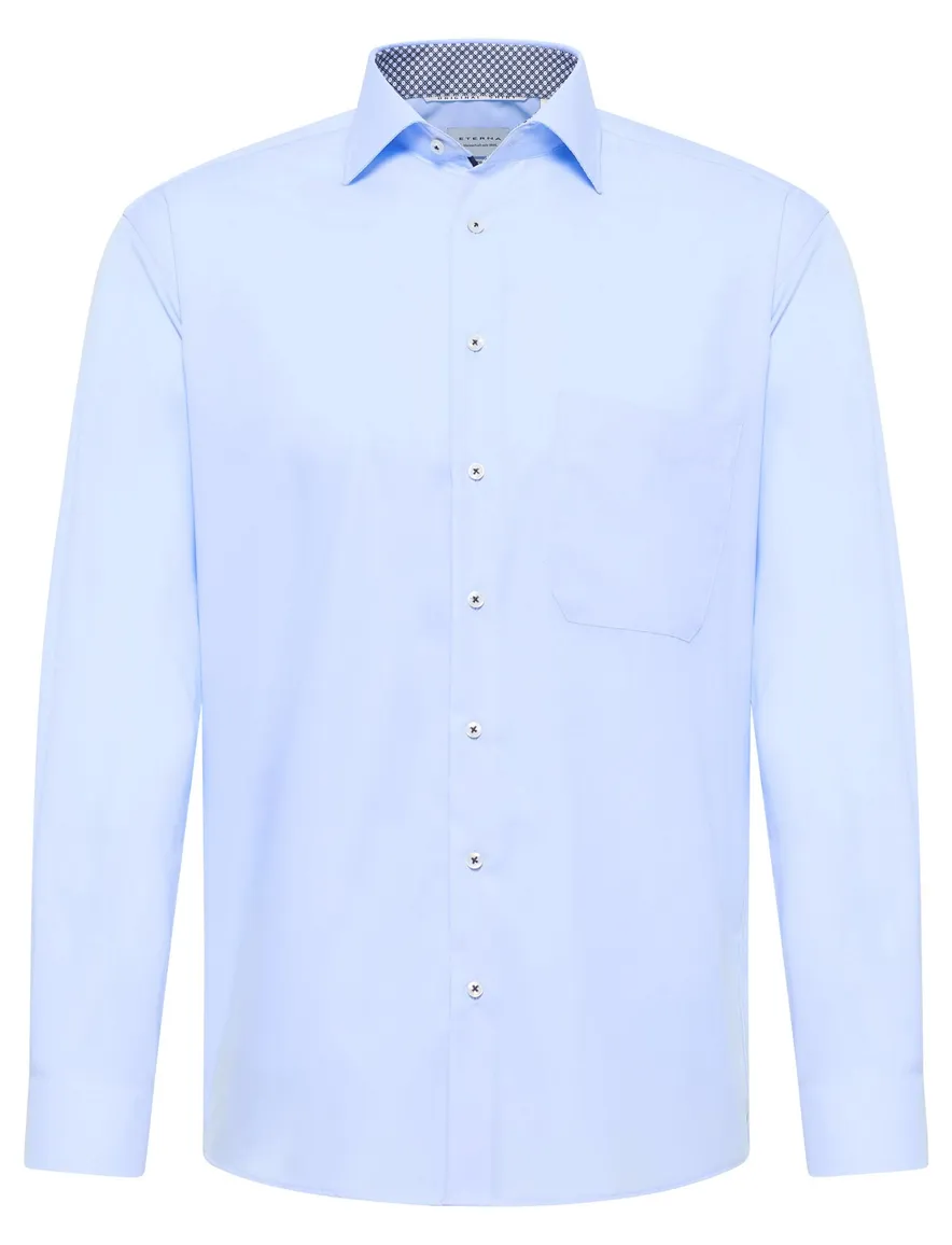 Eterna overhemd comfort fit blauw borstzak ml 7 effen