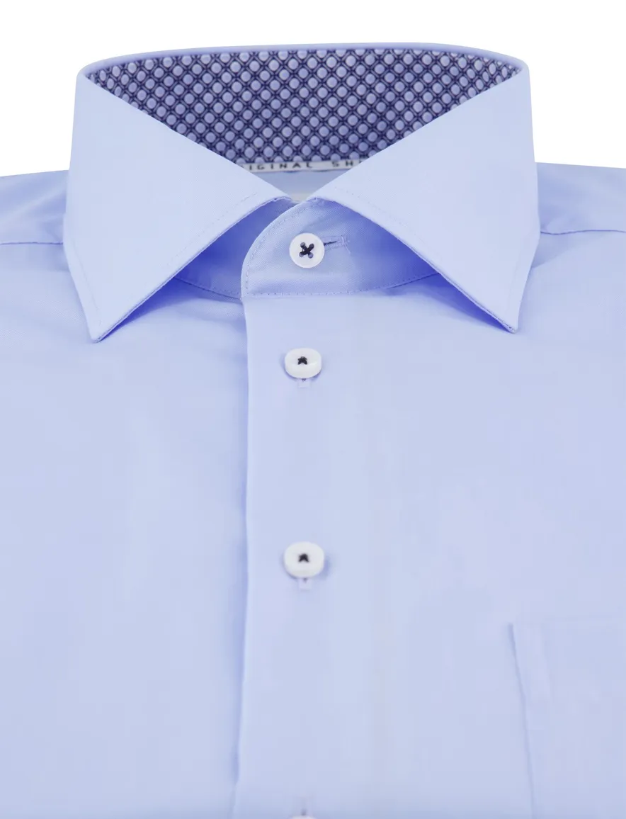 Eterna overhemd comfort fit blauw borstzak ml 7 effen