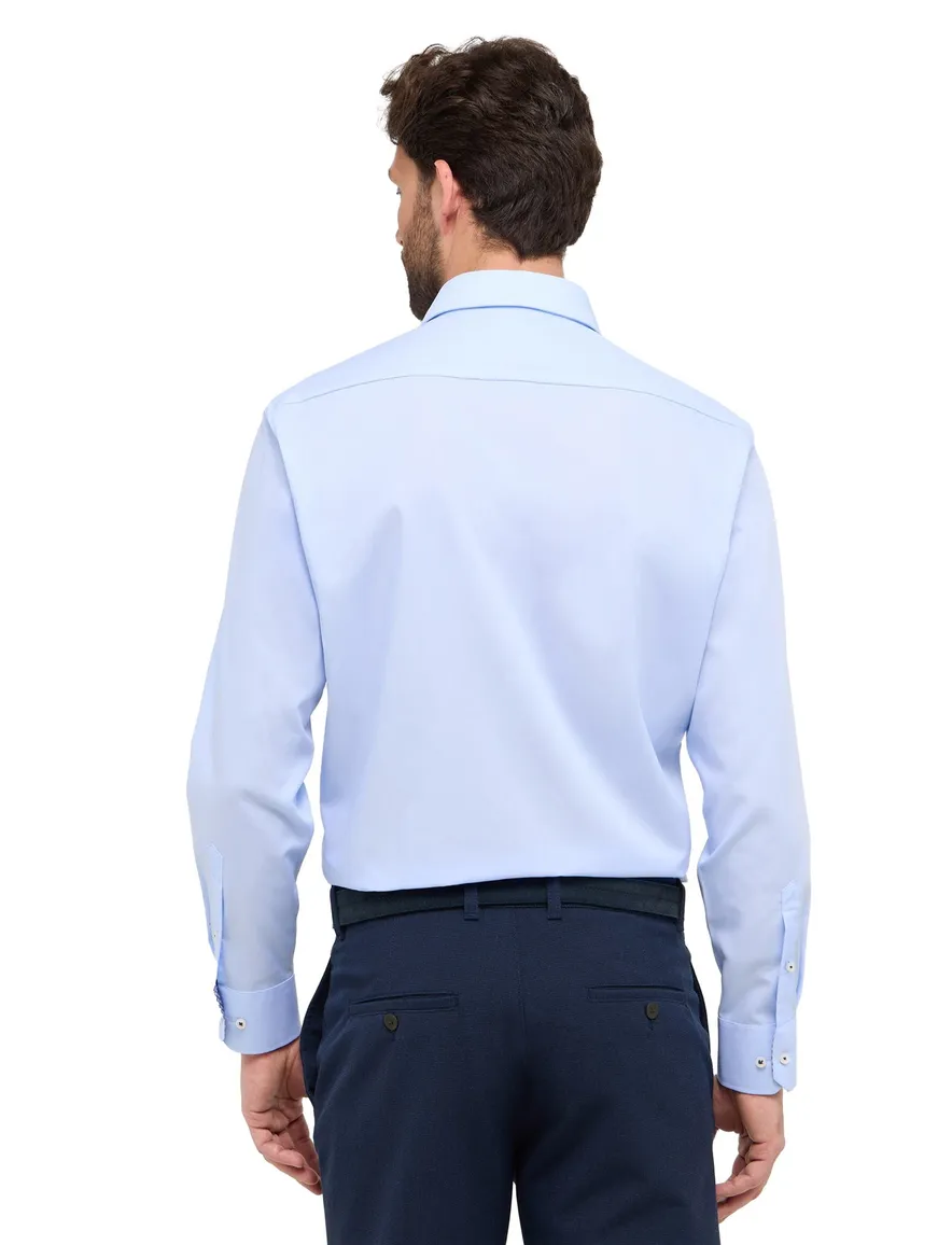 Eterna overhemd comfort fit blauw borstzak ml 7 effen