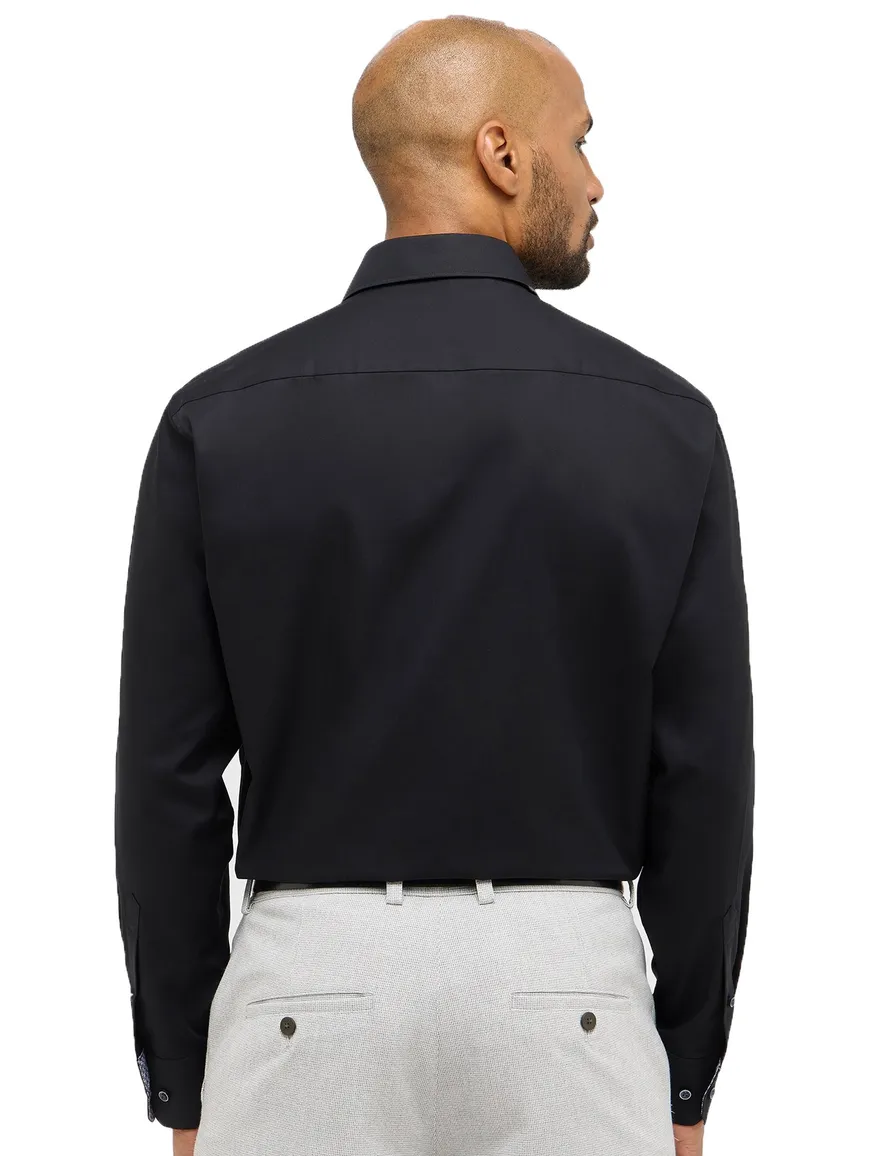 Eterna overhemd zwart mouwlengte 7 Comfort Fit borstzak