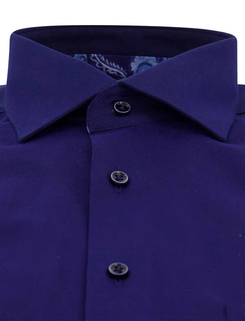 Eterna overhemd lange mouw kobalt strijkvrij