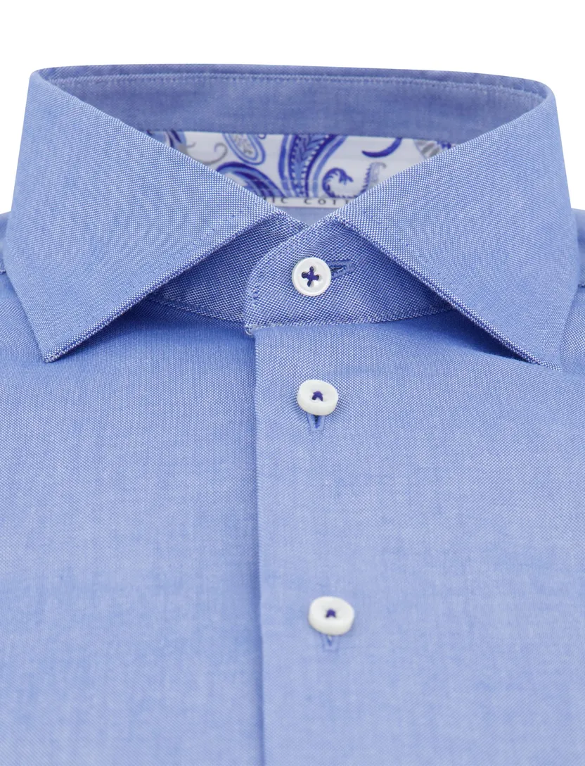 Eterna overhemd blauw modern fit effen katoen