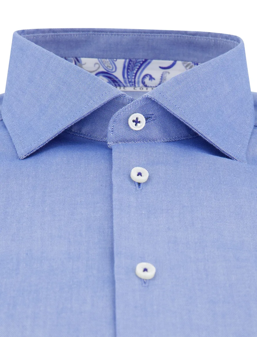 Eterna overhemd blauw modern fit effen lange mouw