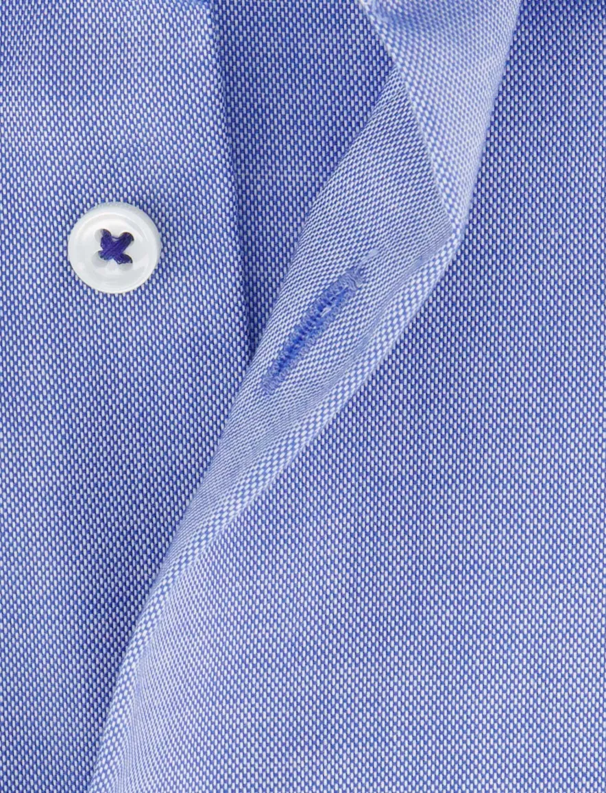 Eterna overhemd blauw modern fit effen lange mouw
