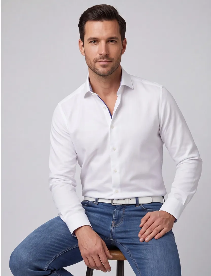Eterna Modern Fit overhemd effen wit wide collar