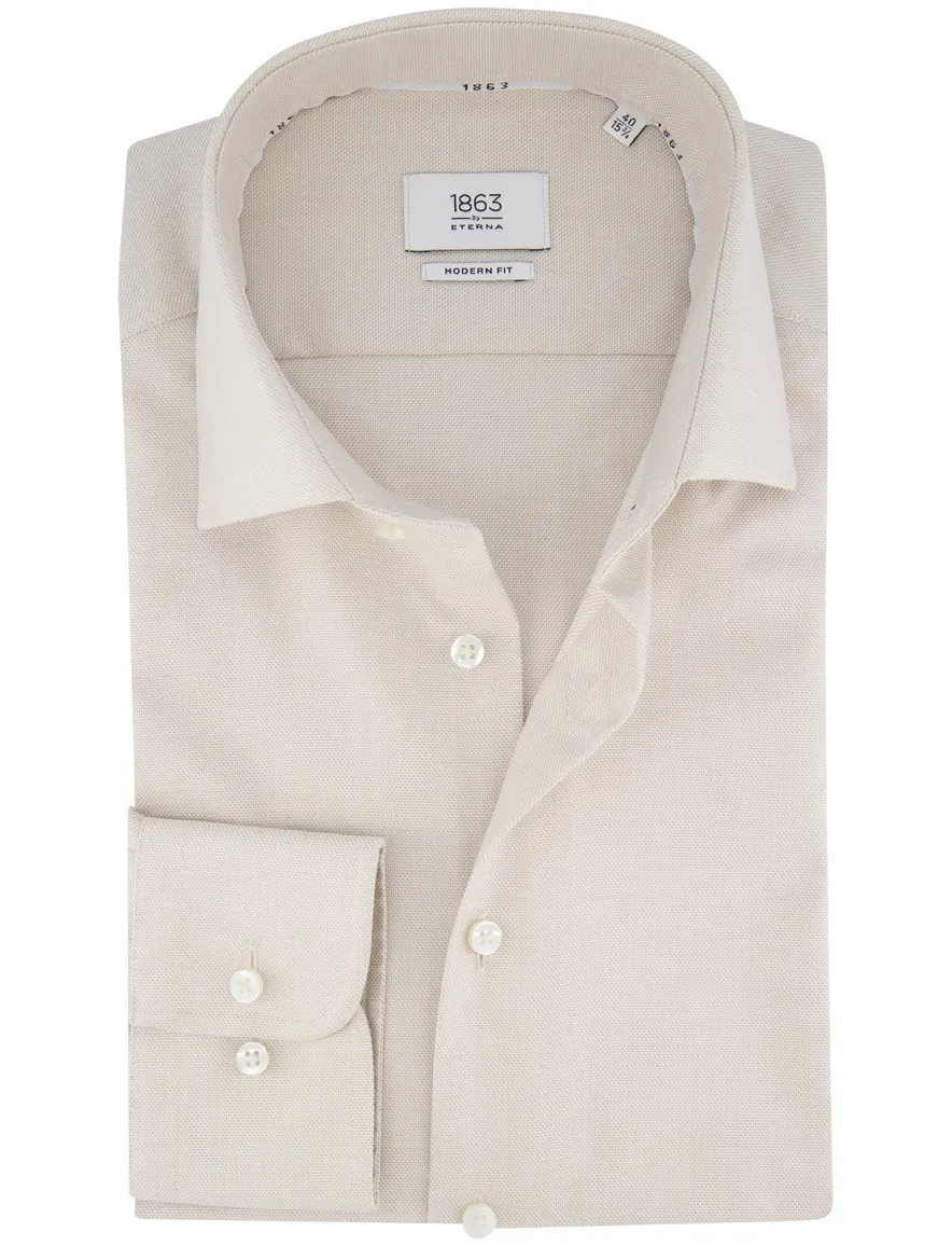 Eterna overhemd beige modern fit lange mouw