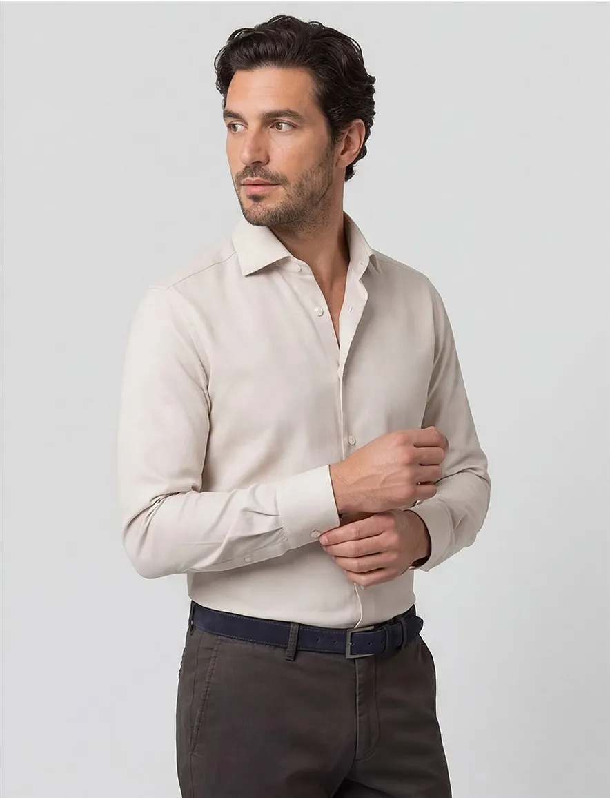 Eterna overhemd beige modern fit lange mouw
