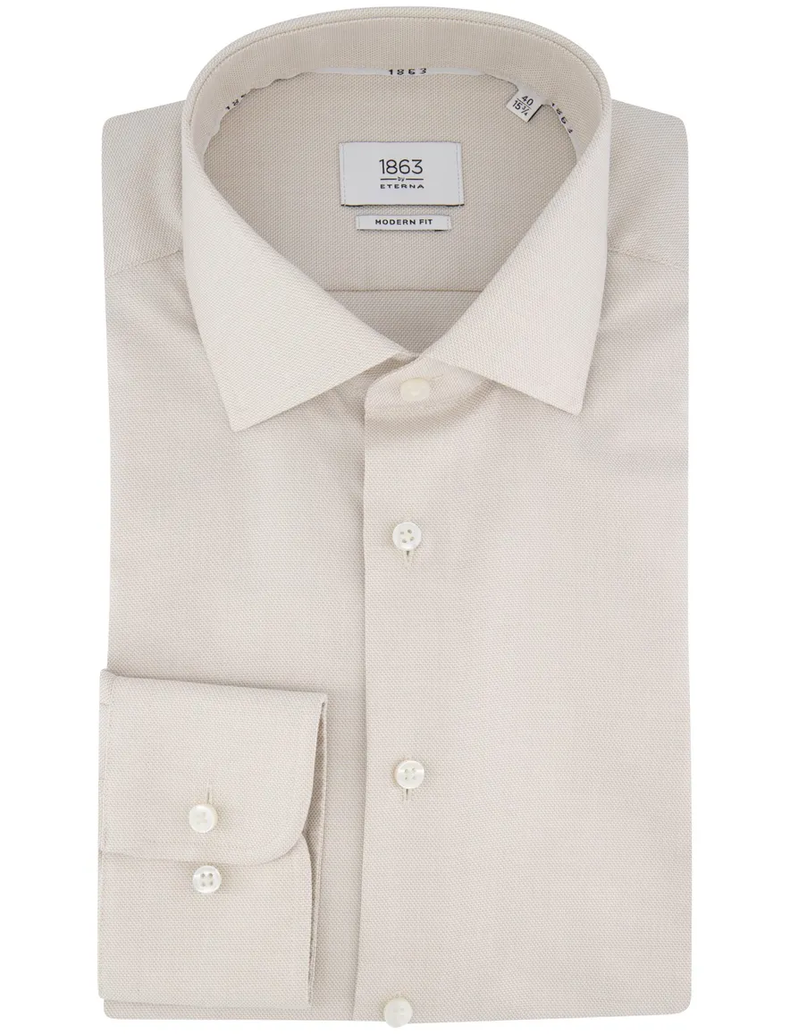 Eterna overhemd beige modern fit lange mouw