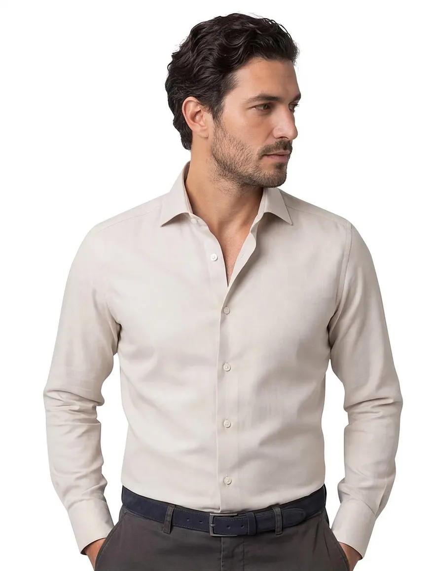 Eterna overhemd beige modern fit lange mouw