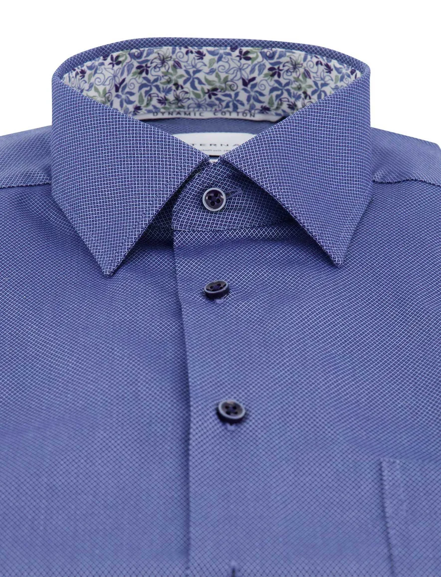 Eterna overhemd wijde fit donkerblauw geprint