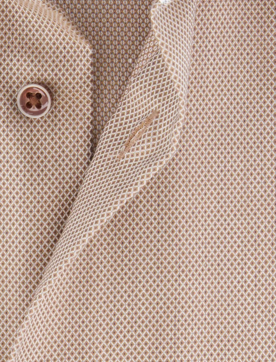 Eterna overhemd korte mouw beige strijkvrij