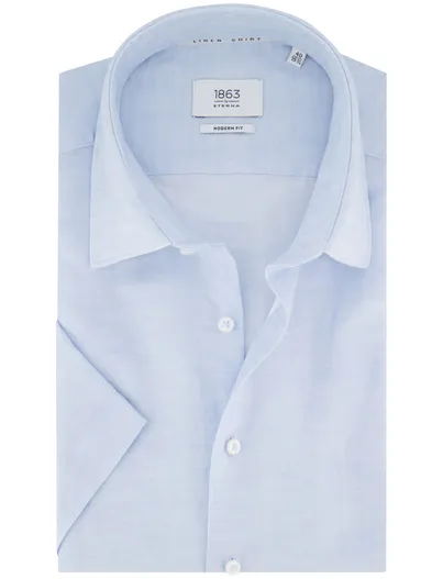 Eterna Eterna overhemd lichtblauw modern fit korte mouw effen