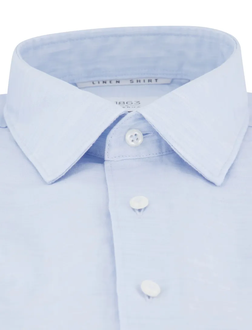 Eterna overhemd lichtblauw modern fit korte mouw effen