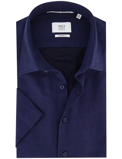 Eterna Eterna overhemd donkerblauwe modern fit effen