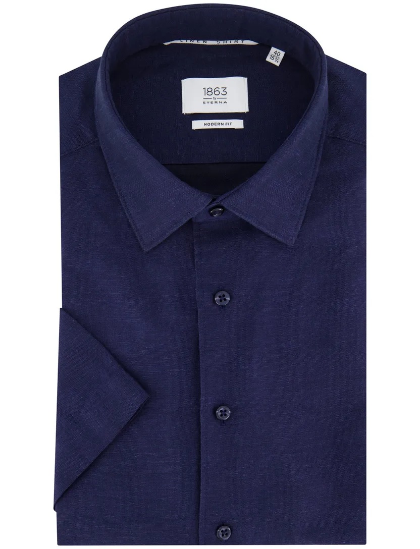 Eterna overhemd donkerblauwe modern fit effen