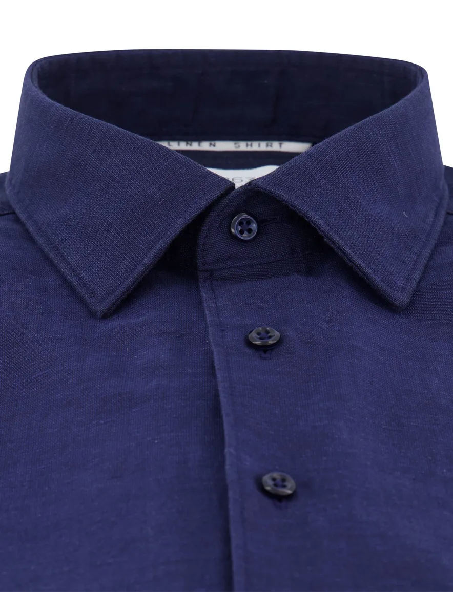 Eterna overhemd donkerblauwe modern fit korte mouw