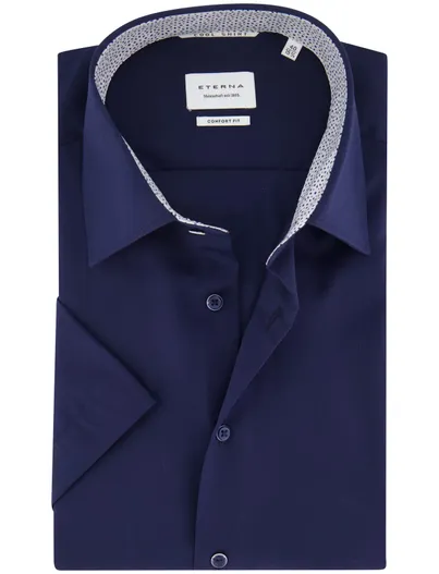 Eterna Eterna overhemd Comfort Fit donkerblauw katoen