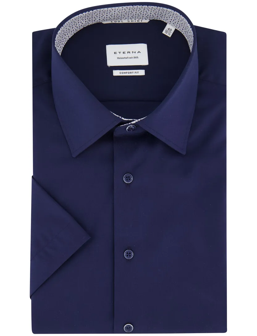 overhemd Eterna Comfort Fit donkerblauw katoen