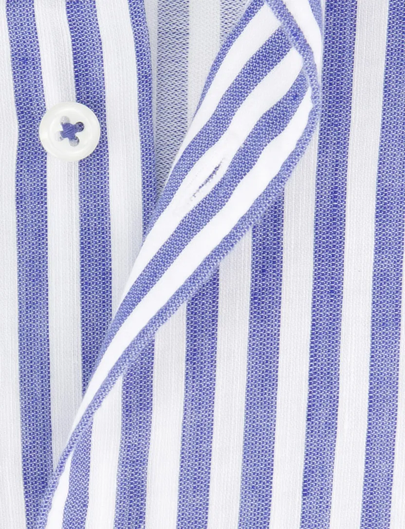 Eterna overhemd blauw gestreept modern fit katoen