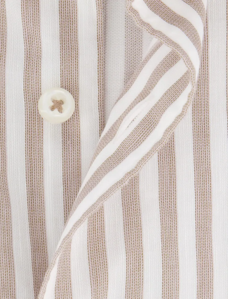 Eterna overhemd beige gestreept modern fit lange mouw
