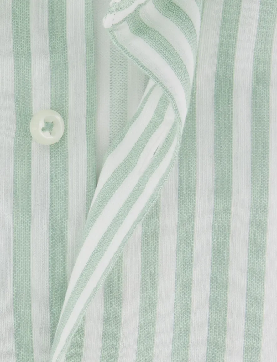 Eterna overhemd groen gestreept modern fit wide collar